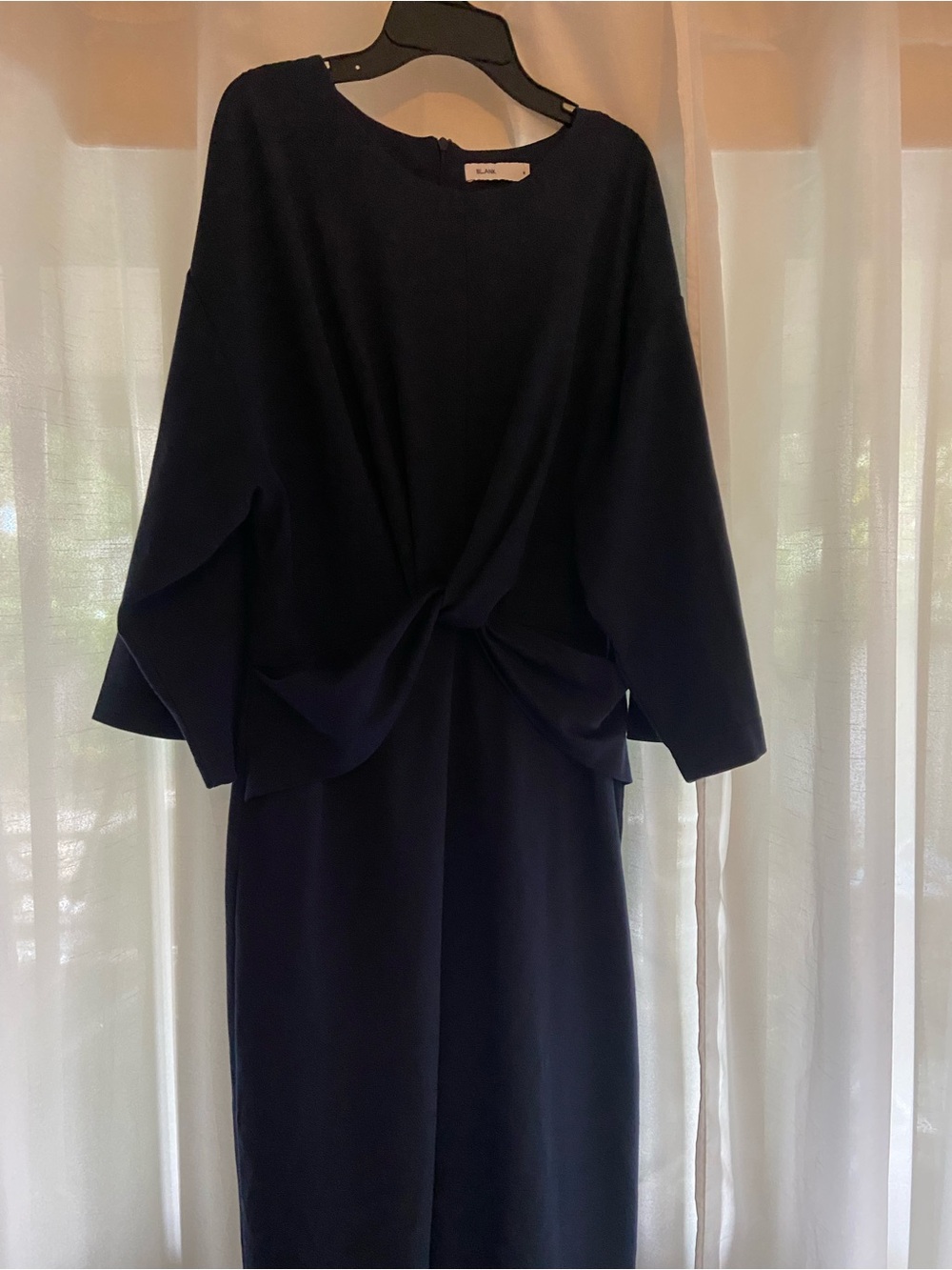 Blank NYC Dark Navy Twist-Waist Long Sleeve Midi Dress